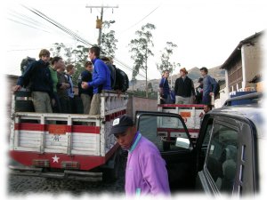 The group heading to climb Imbabura