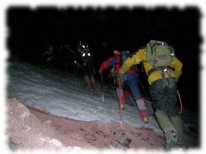 Gaining the glacier