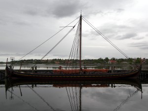 Authentic recreation of a viking longboat